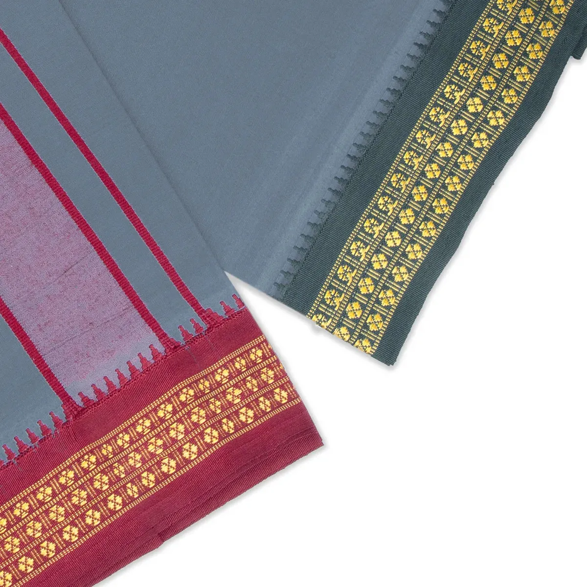 Cotton Veshti - 2 Mtrs | Rudraksha Border Dhoti/ Grey Colour Vesti for Men
