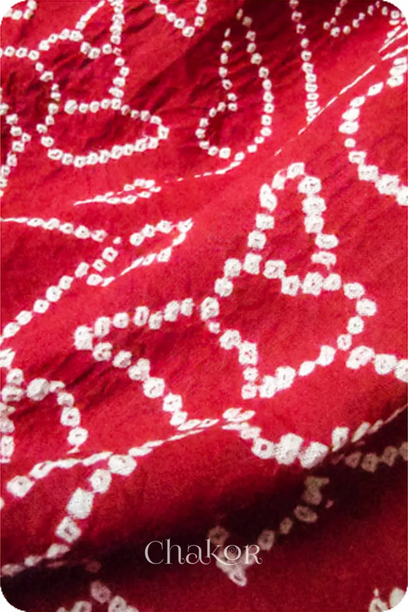 Red Bandhani Mangalgiri Cotton Saree