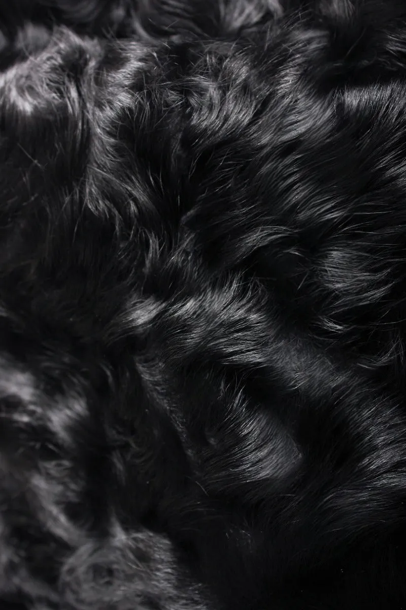 Shearling-inspired Collarless Mid-Length Wool Coat with Leather Belt