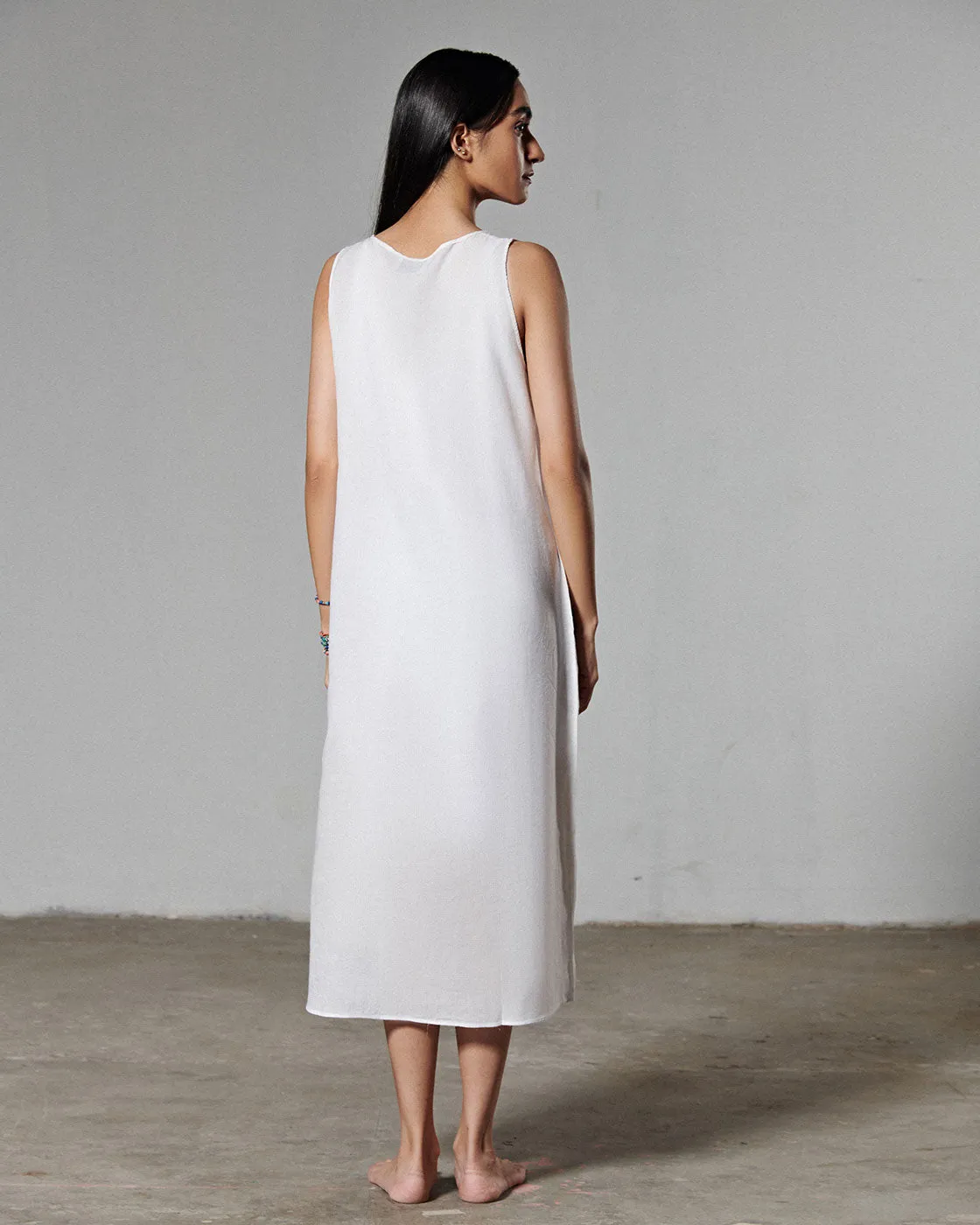 V-NECK MIDI DRESS WITH SLIT
