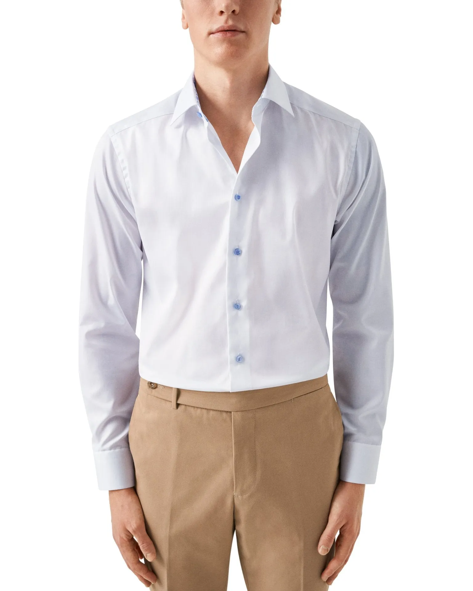 White Contrast Signature Twill Slim Fit Shirt