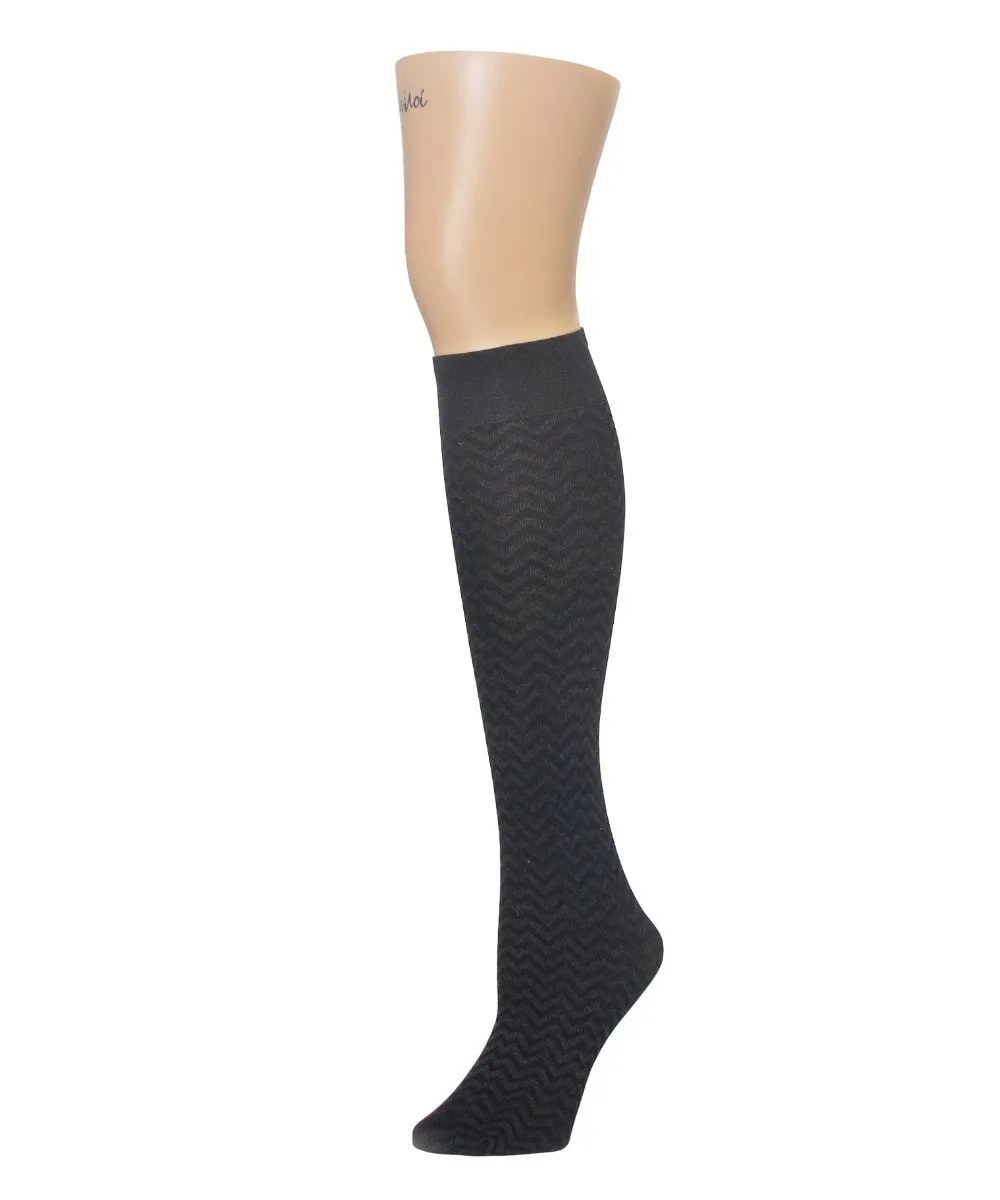 Women's Horizontal Zag Opaque Knee High Socks